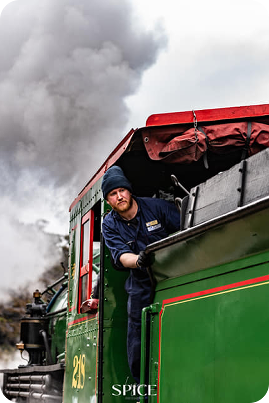 Man working on a train