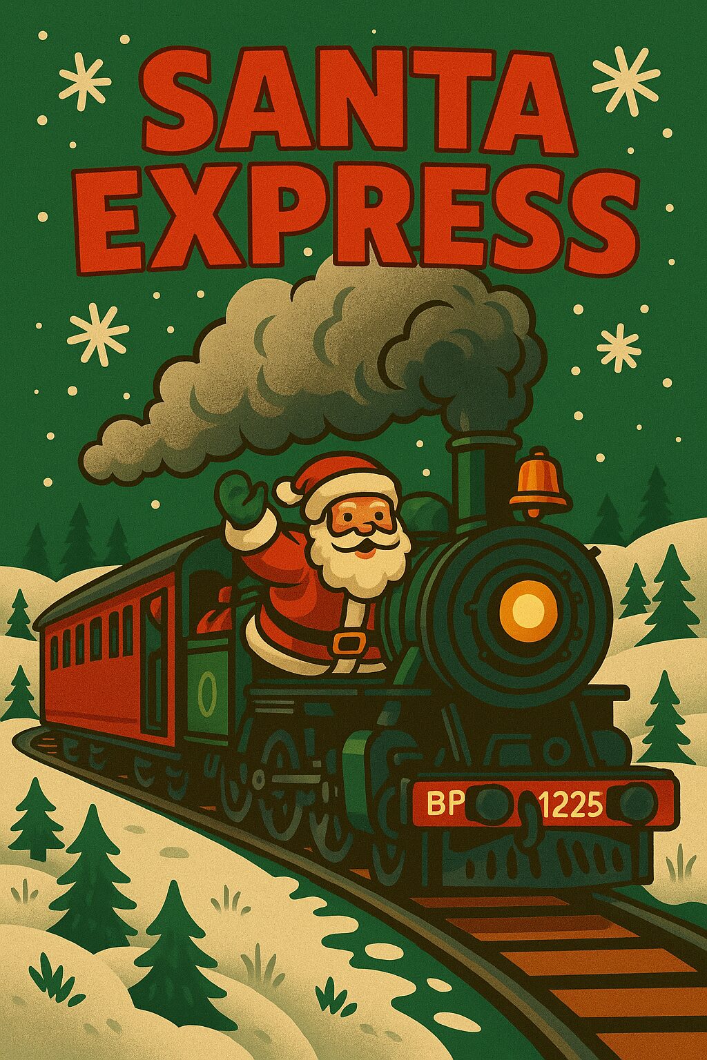 Christmas steam train illustration