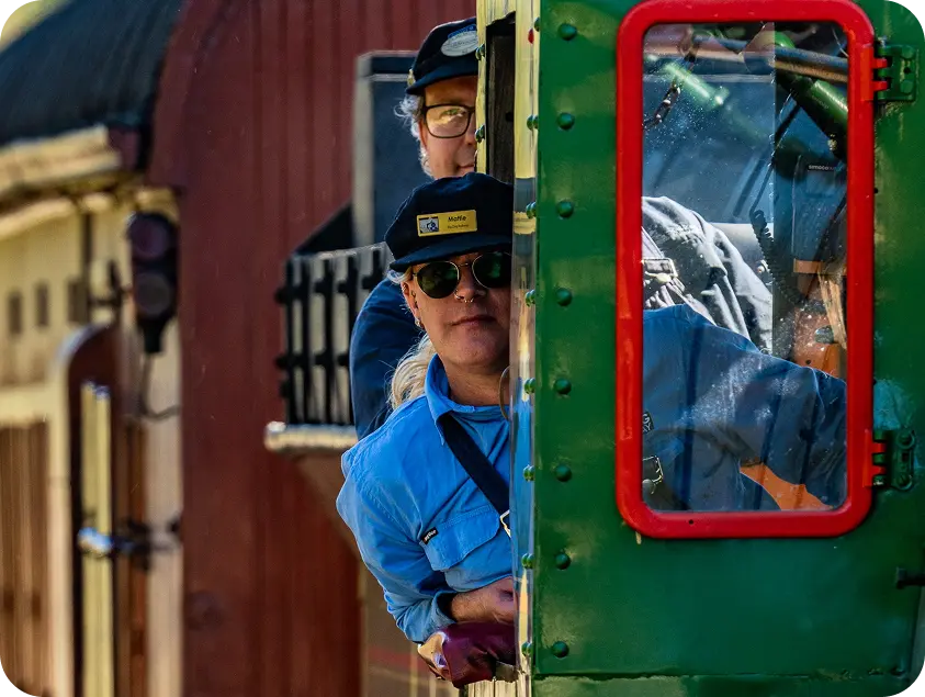 Train operators looking out